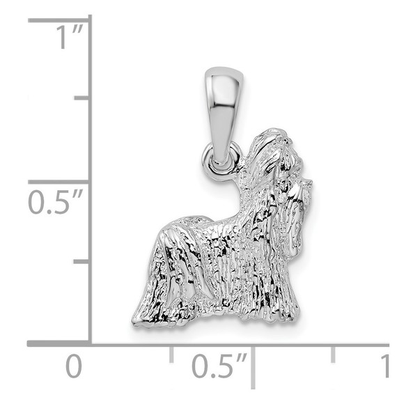 De-Ani Sterling Silver Rhodium-Plated Textured 3D Shih Tzu Dog Pendant - Picture 2 of 4